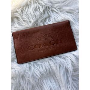 Coach brown check book cover authentic old style leather
